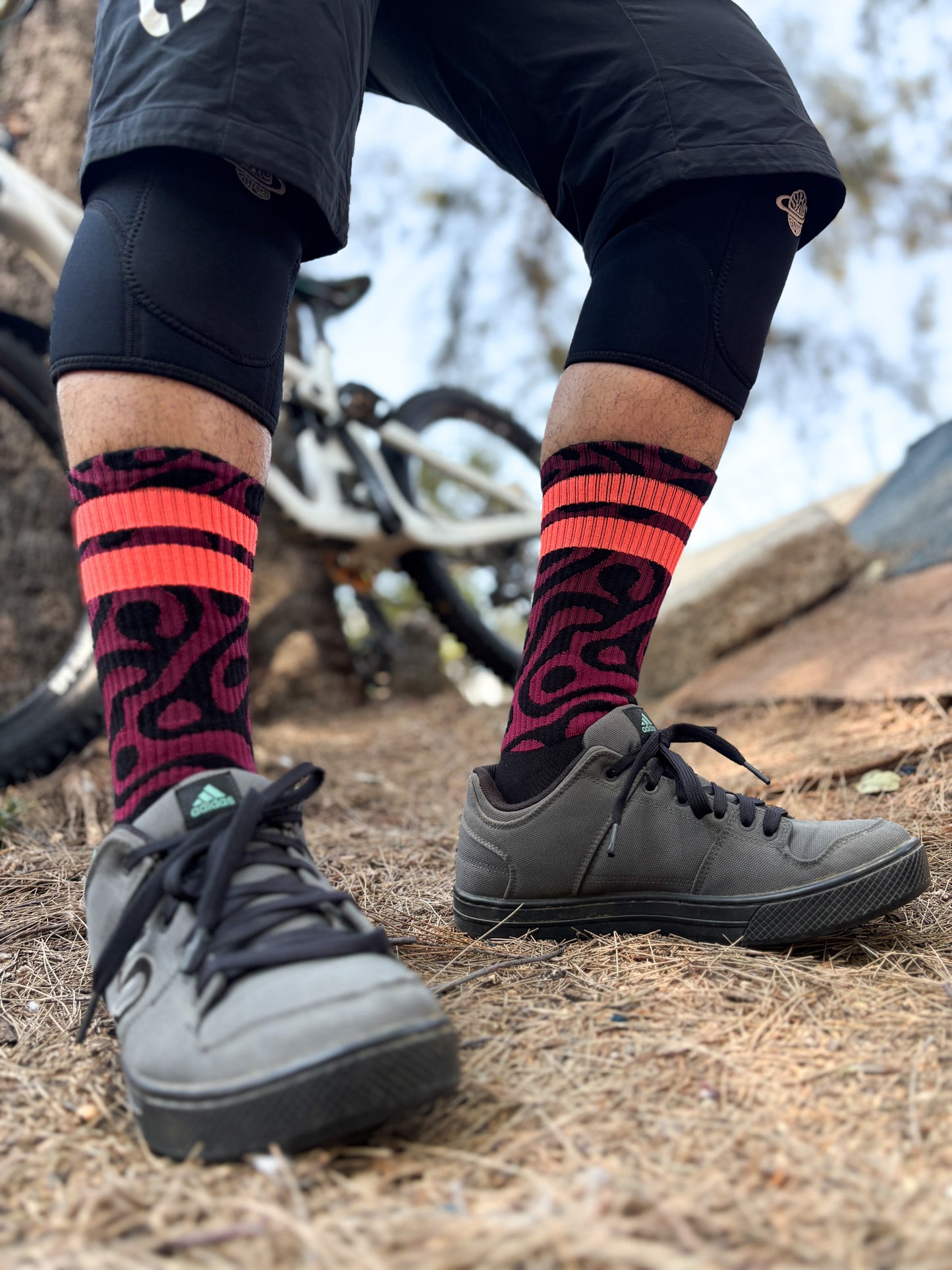 Rider Socks / Raw Collection - Red Wine Orange